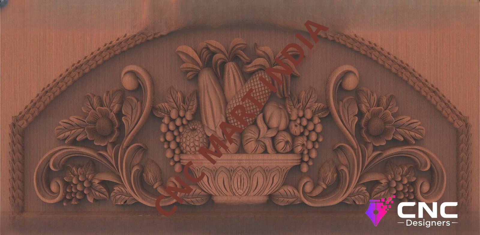 Beds & Sofa - BS-53 Fruit Basket Floral Motif Carved 3D Relief Panel